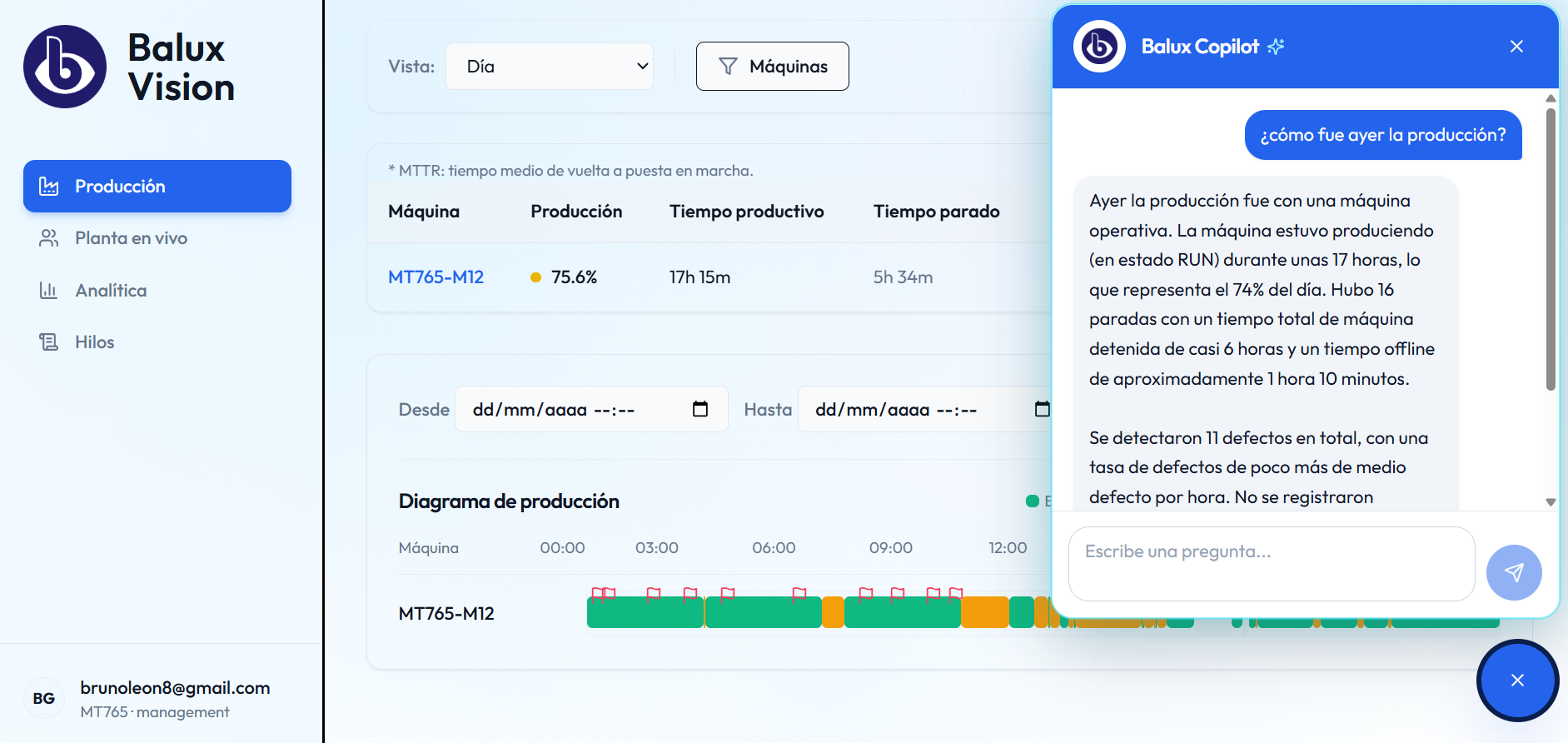 Captura del SaaS de Balux